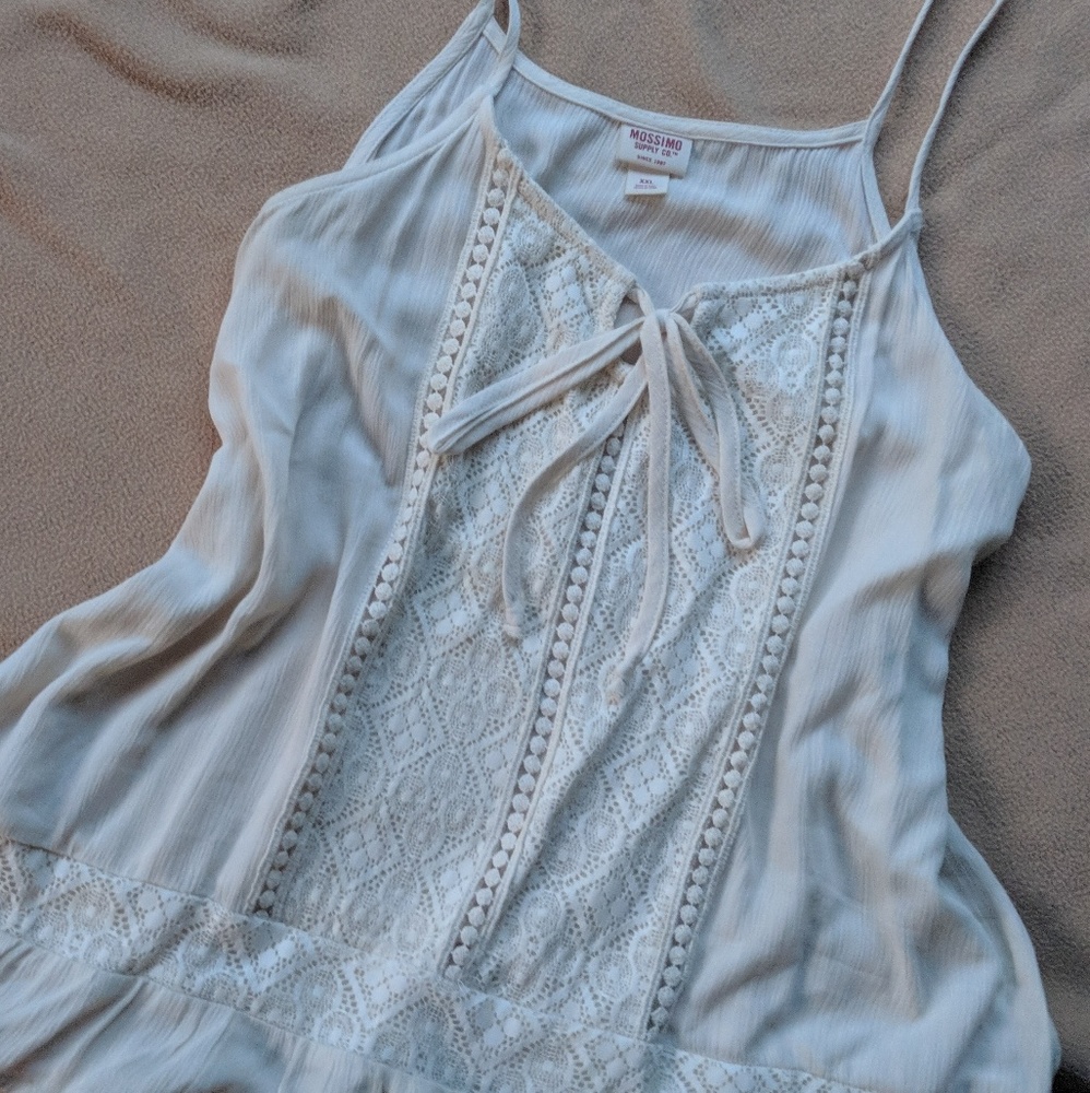 XXL Mossino Cream Tank with Crochet Detail